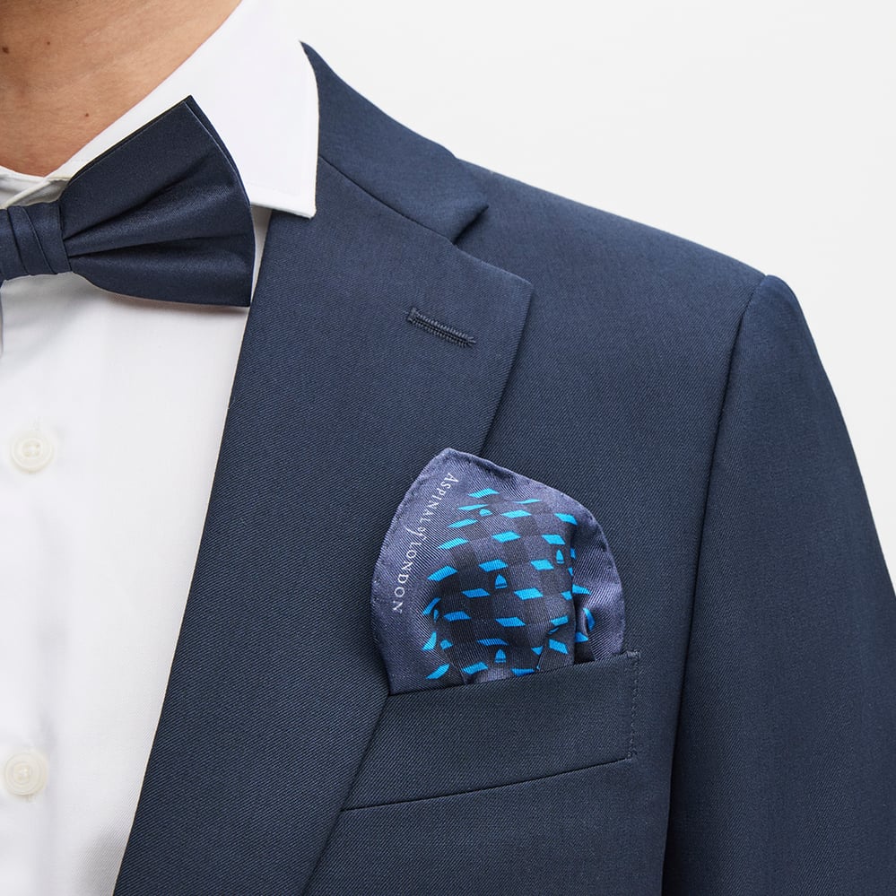 Pure Silk Pocket Square Navy Falling Shields