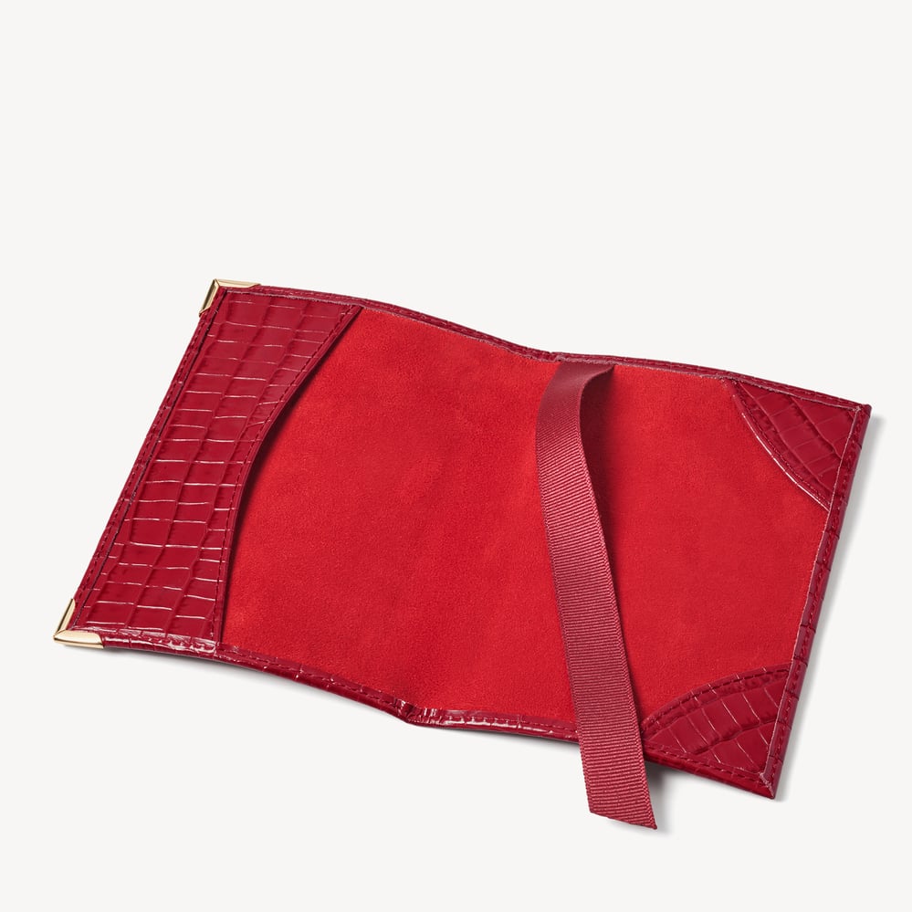Passport Cover Deep Shine Cherry Red Small Croc