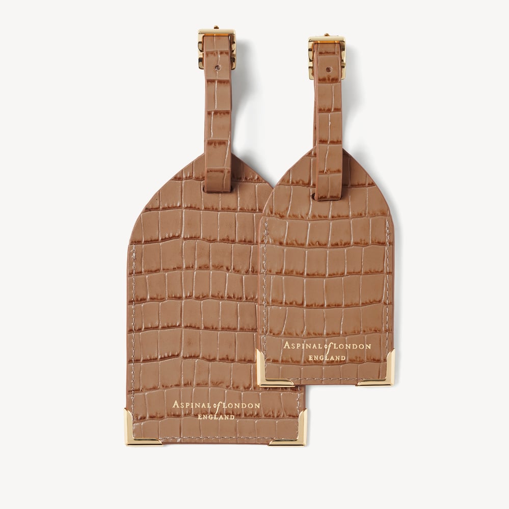 Set of 2 Luggage Tags Deep Shine Caramel Small Croc