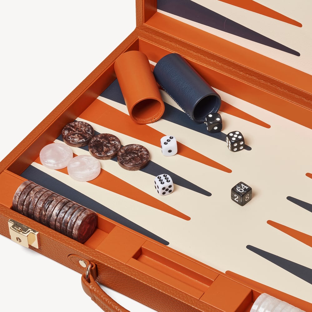 17-inch Backgammon Set Marmalade Pebble