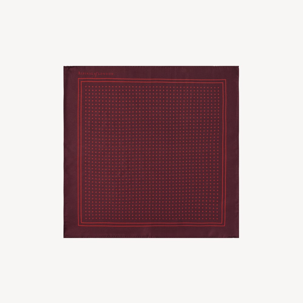 Pure Silk Pocket Square Cherry Red Polka Dots