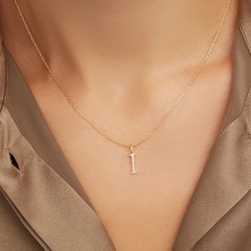 Diamond Initial I Necklace 0.062ct Diamond