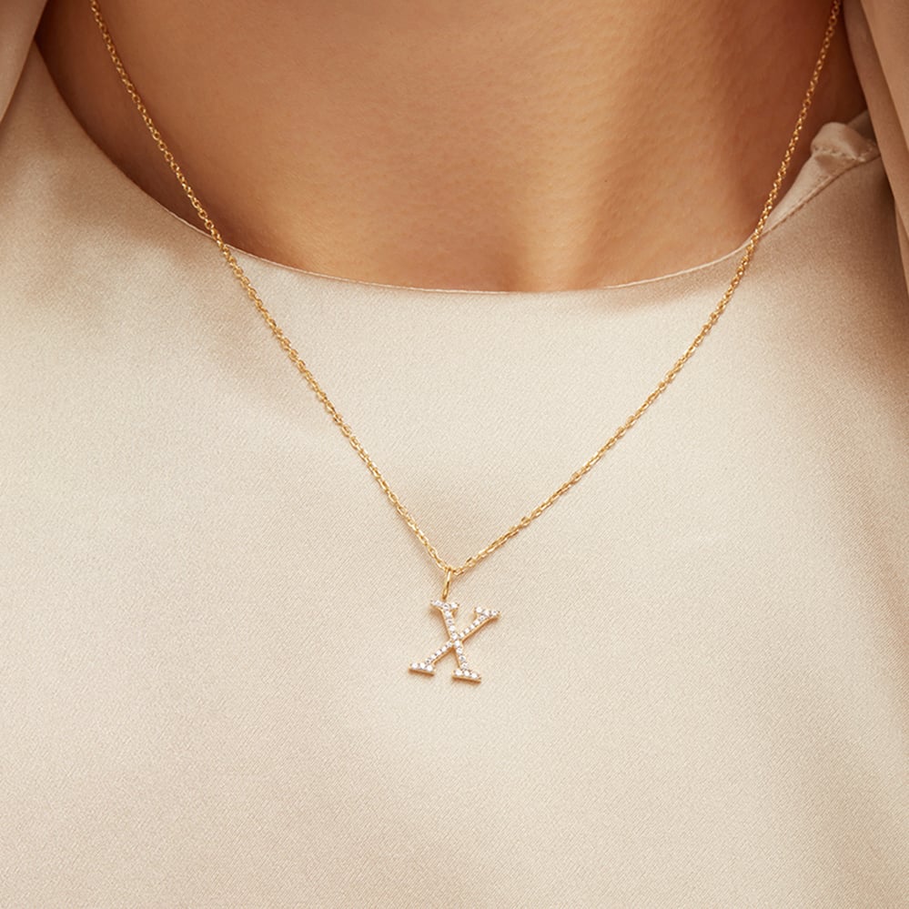 Diamond Initial X Necklace 0.140ct Diamond