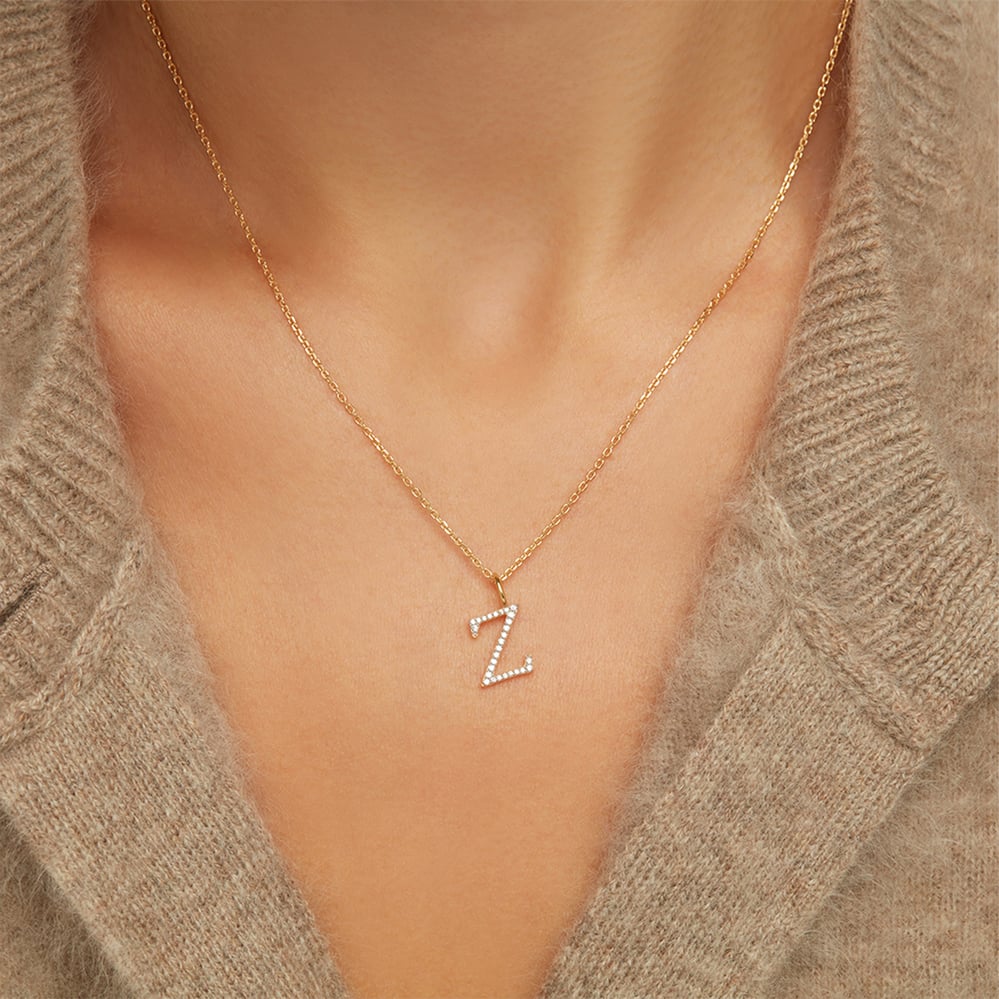 Diamond Initial Z Necklace 0.127ct Diamond