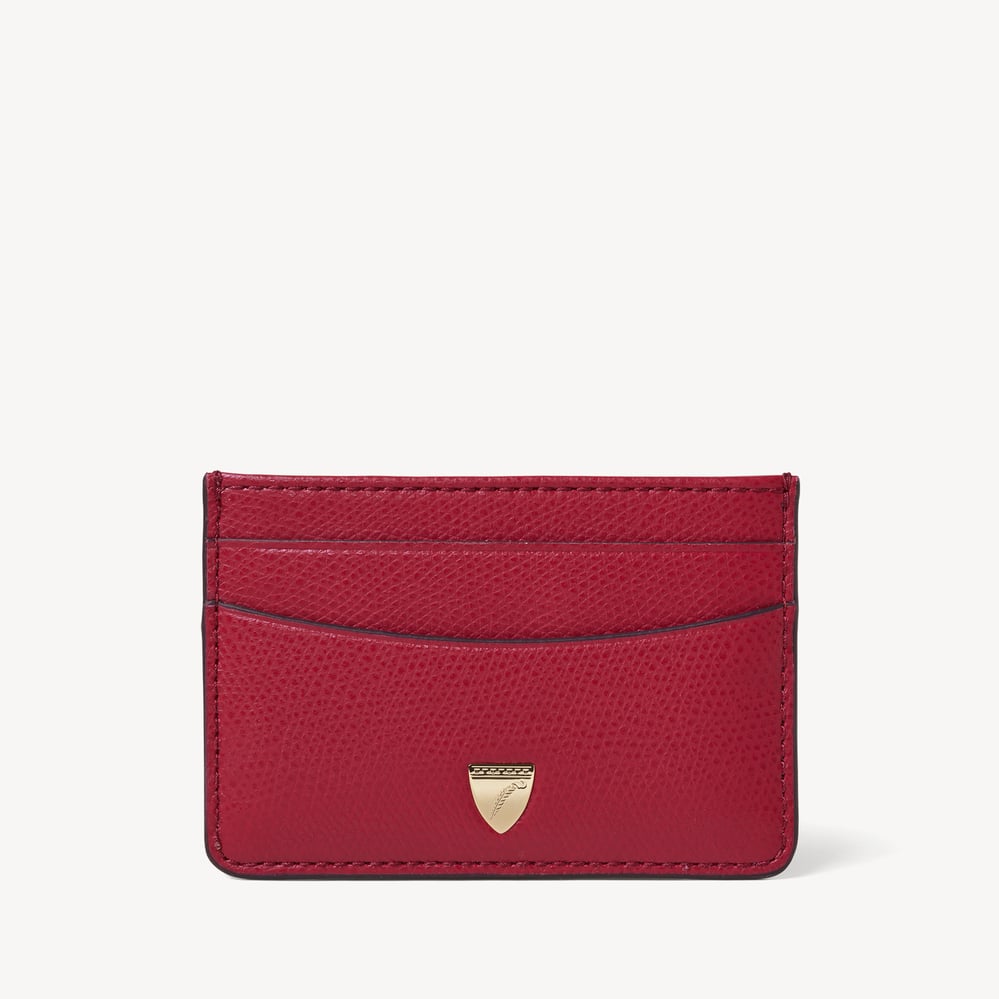 Slim Credit Card Holder Cherry Red Soft Saffiano