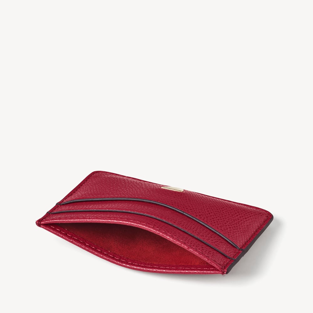 Slim Credit Card Holder Cherry Red Soft Saffiano