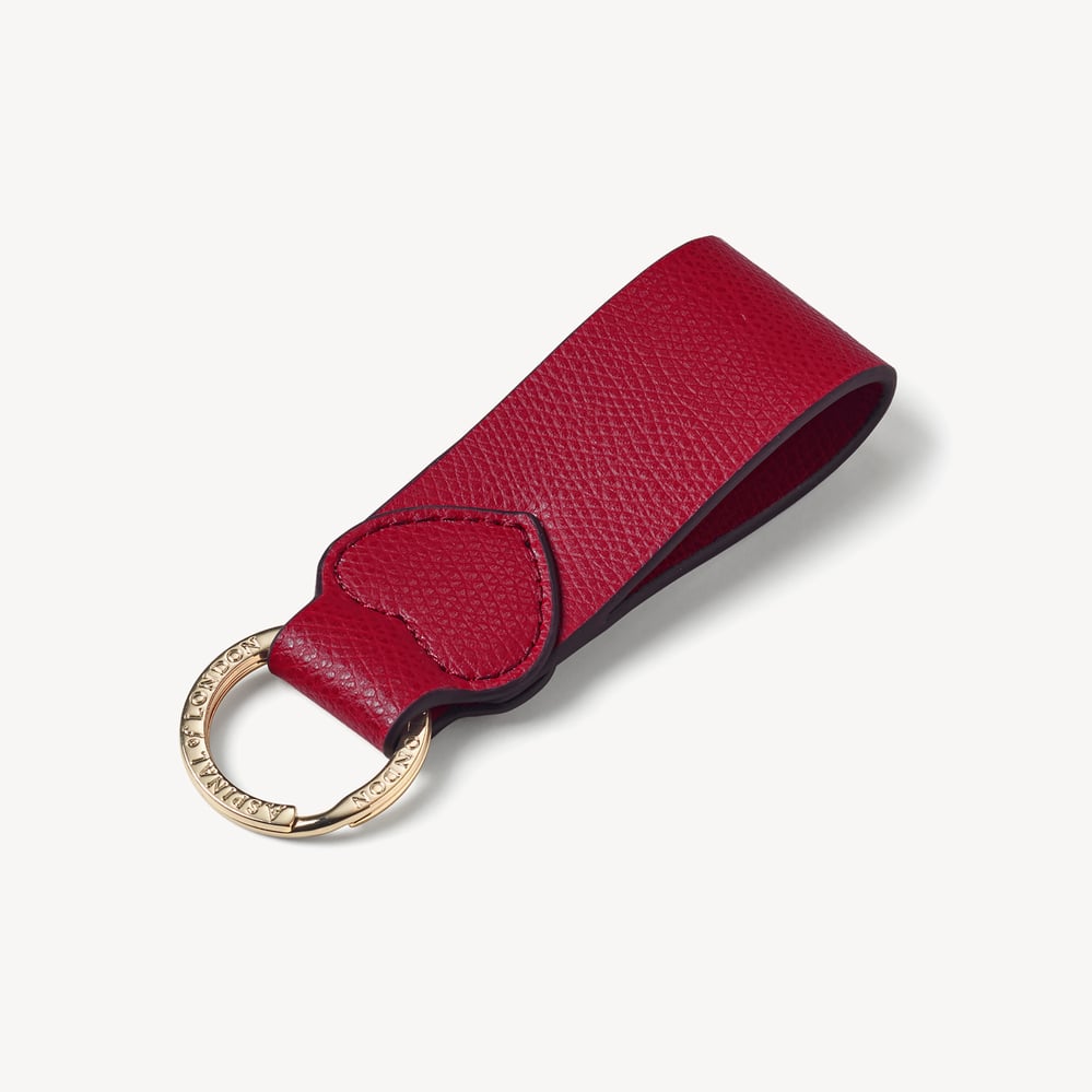 Heart Leather Loop Keyring Cherry Red Soft Saffiano