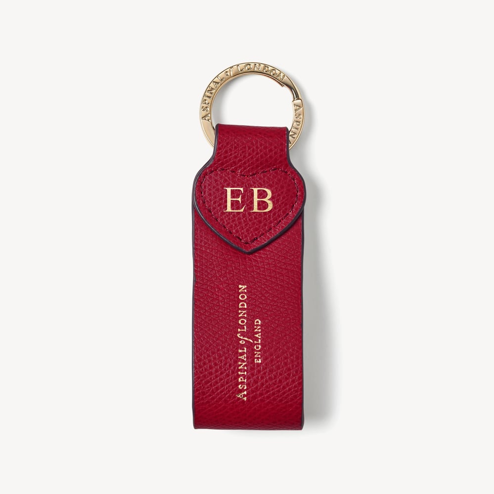 Heart Leather Loop Keyring Cherry Red Soft Saffiano