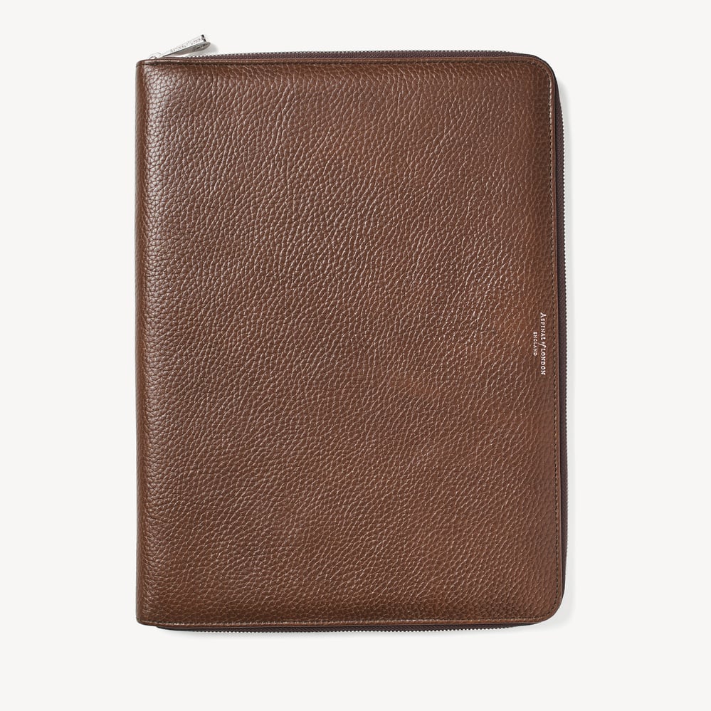 Executive A4 Zipped Padfolio Tobacco Pebble