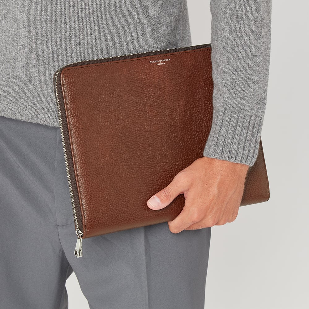 Executive A4 Zipped Padfolio Tobacco Pebble