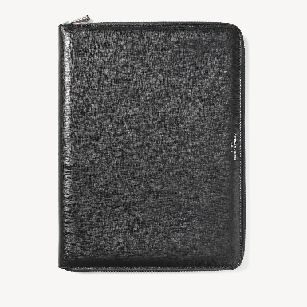 Executive A4 Zipped Padfolio Black Saffiano