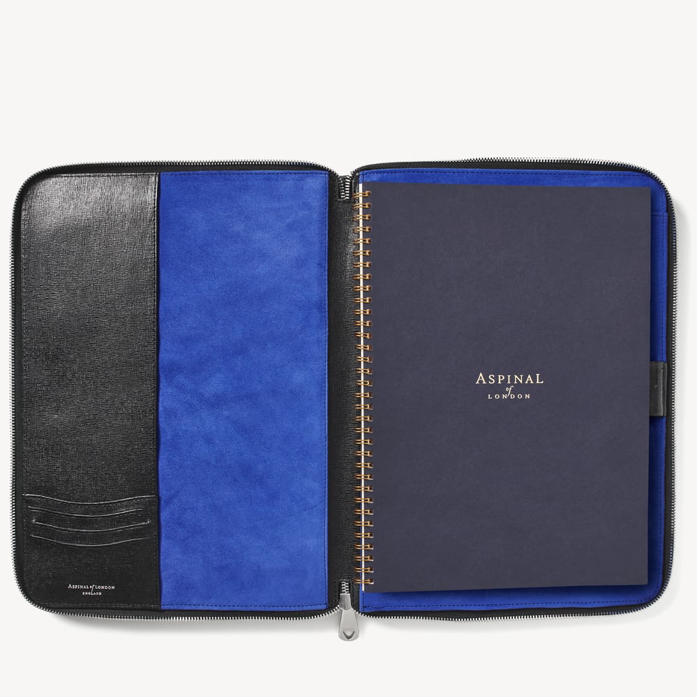 Executive A4 Zipped Padfolio Black Saffiano