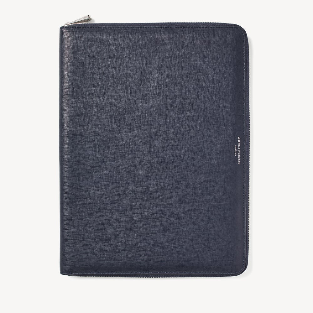 Executive A4 Zipped Padfolio  Navy Saffiano