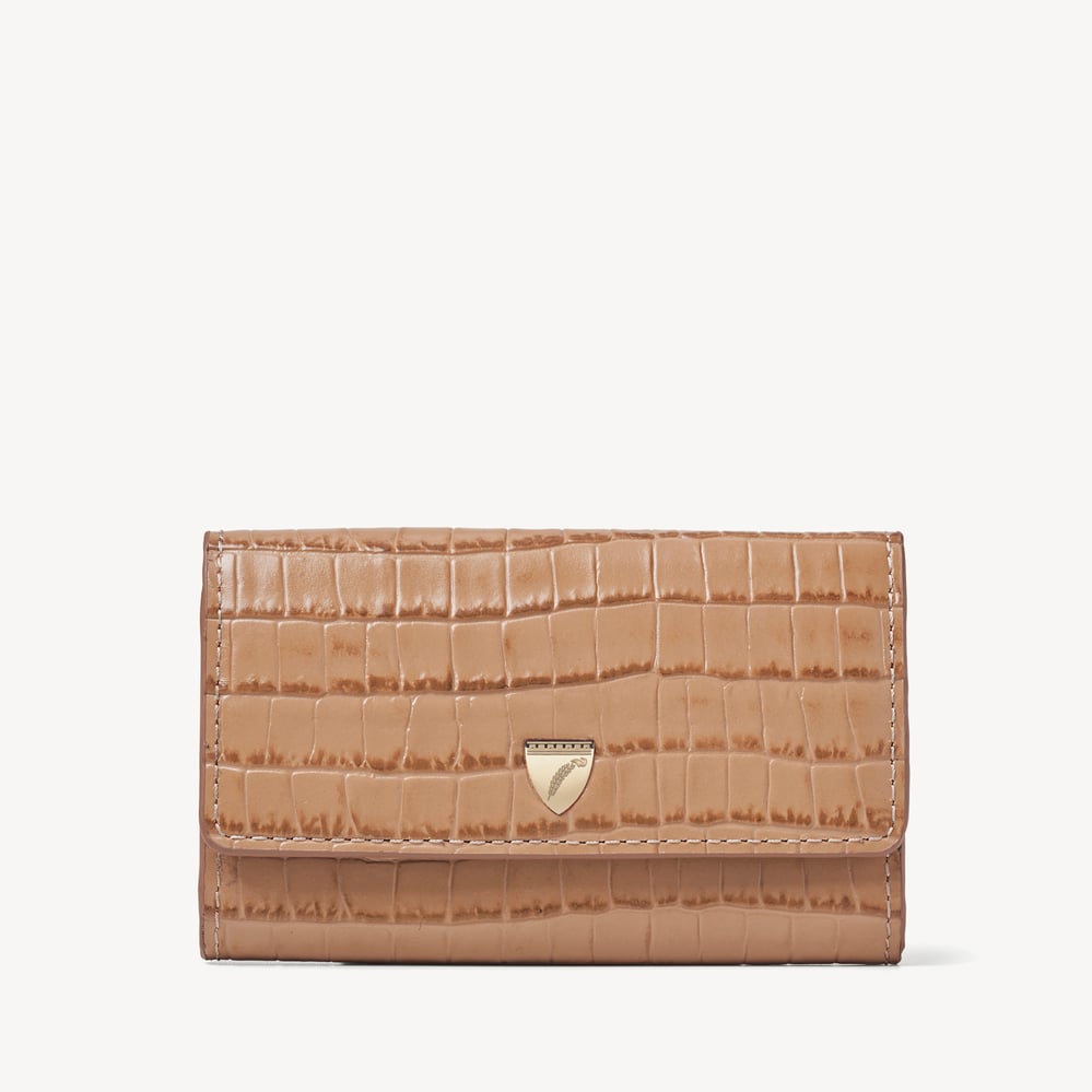 Business Card Holder Deep Shine Caramel Small Croc
