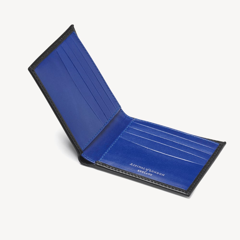 8 Card Billfold Wallet Smooth Black & Caspian Blue