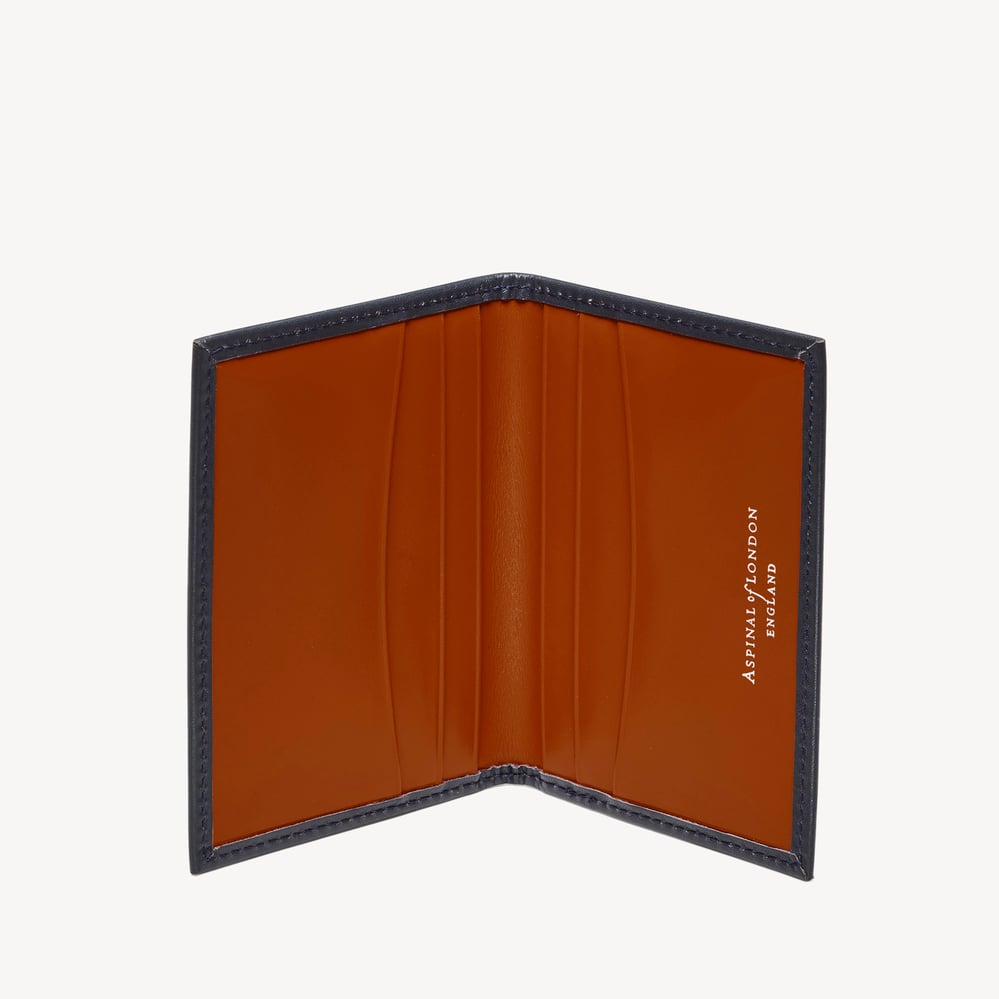 Double Fold Credit Card Holder Smooth Navy & Marmalade