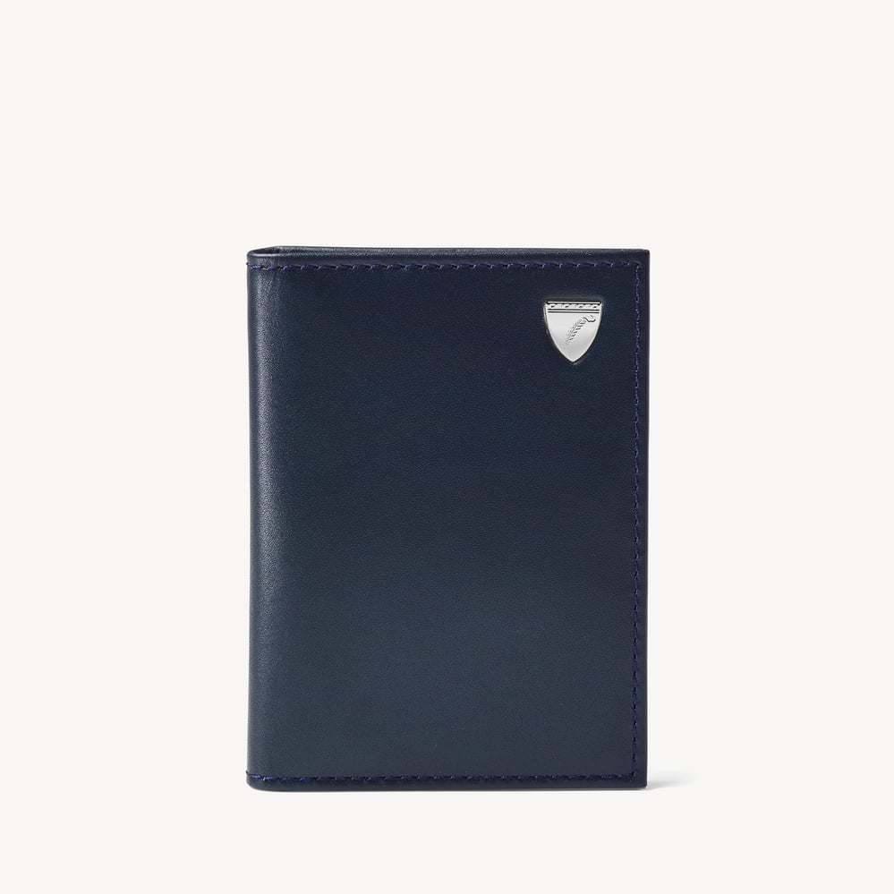 Double Fold Credit Card Holder Smooth Navy & Marmalade