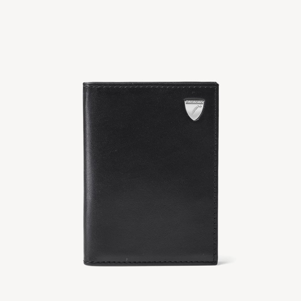 Double Fold Credit Card Holder Smooth Black & Teal