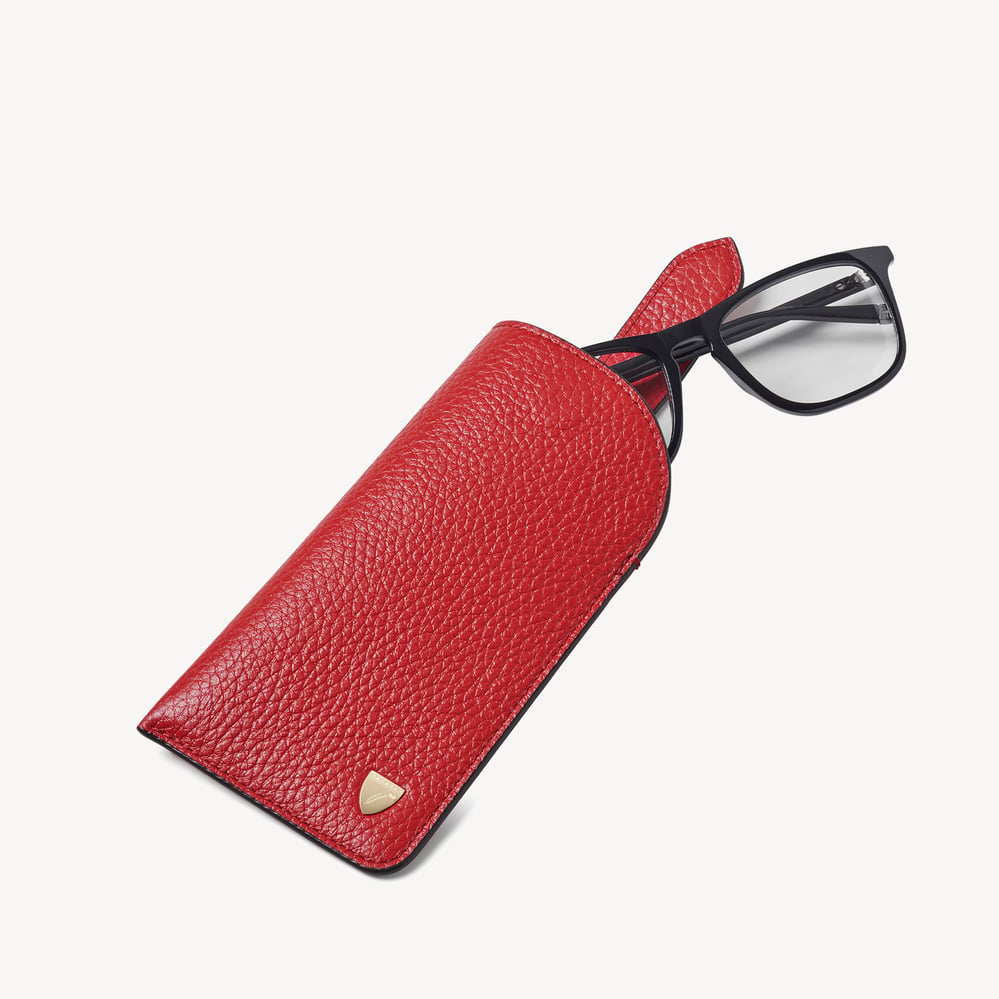 Glasses Case with Tab Cardinal Red Pebble