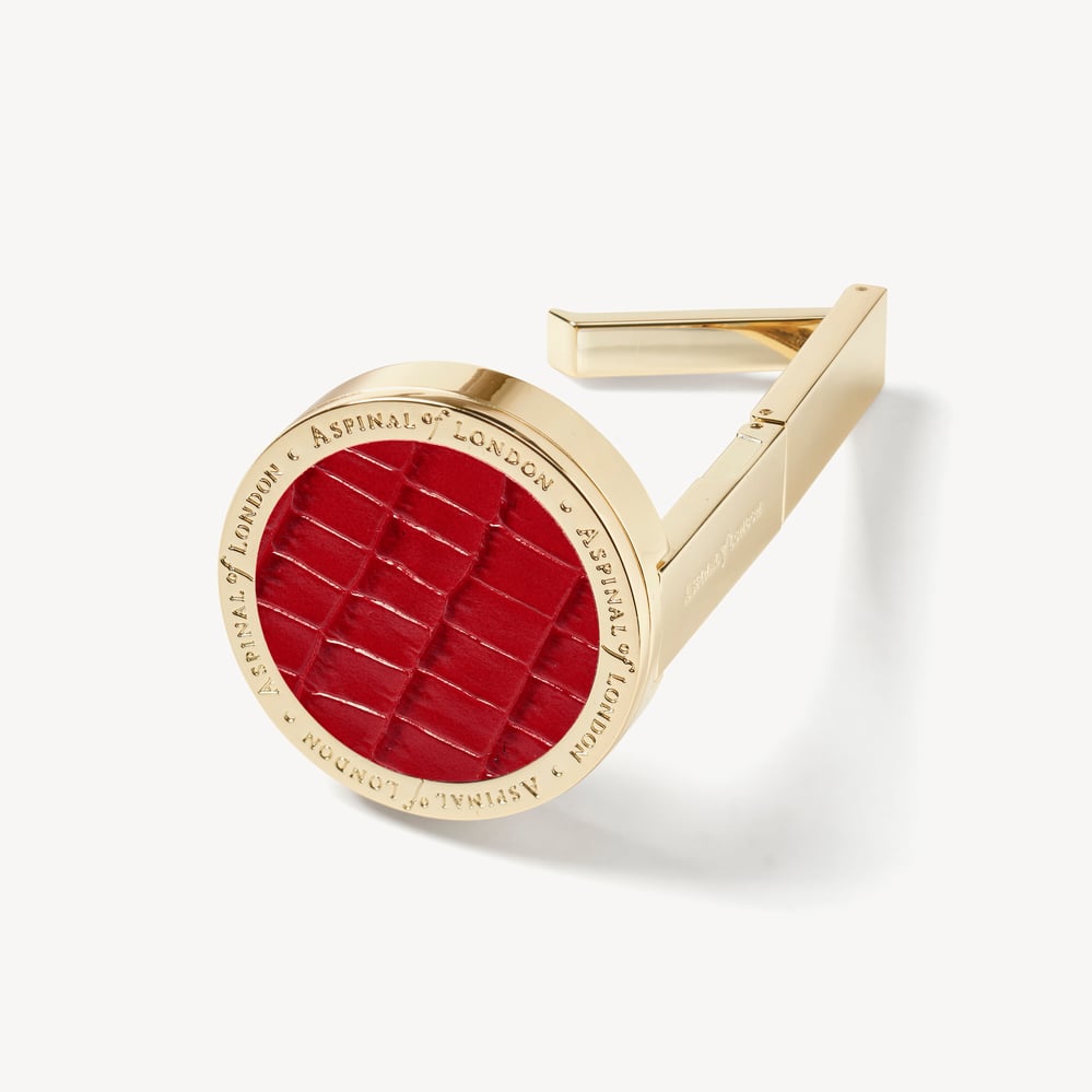 Foldable Handbag Hook Deep Shine Cherry Red Small Croc
