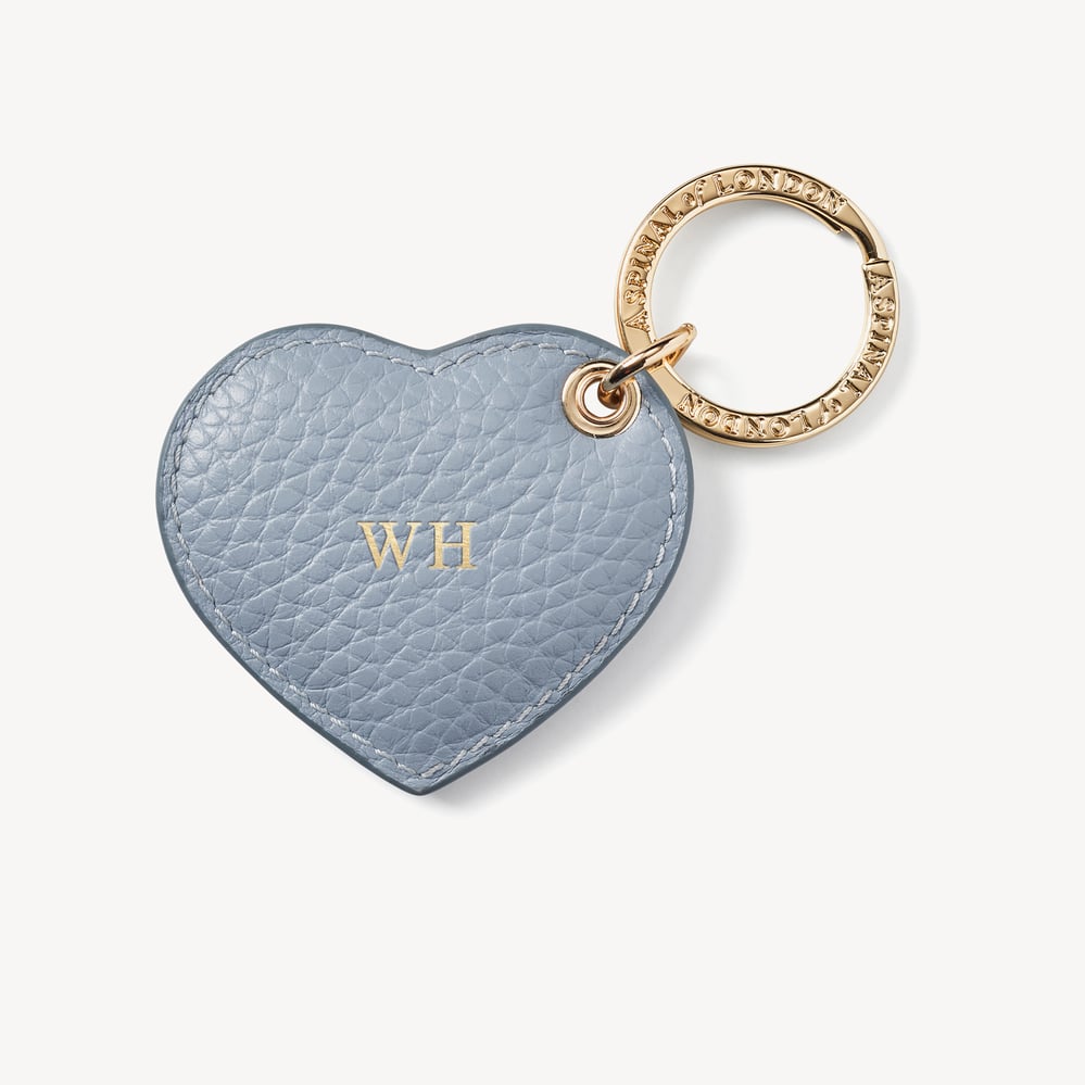 Small Heart Keyring Sky Blue Pebble