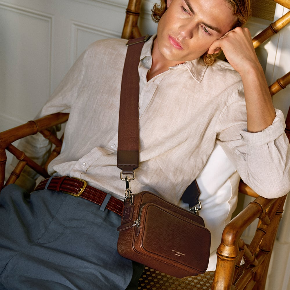 Men's Woven Leather Belt Tan Woven Leather