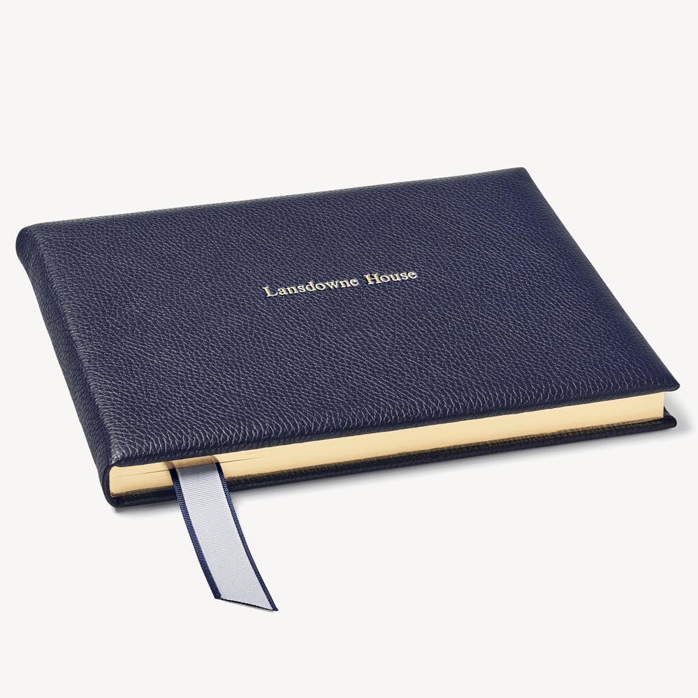 A4 Classic Leather Guest Book Navy Pebble