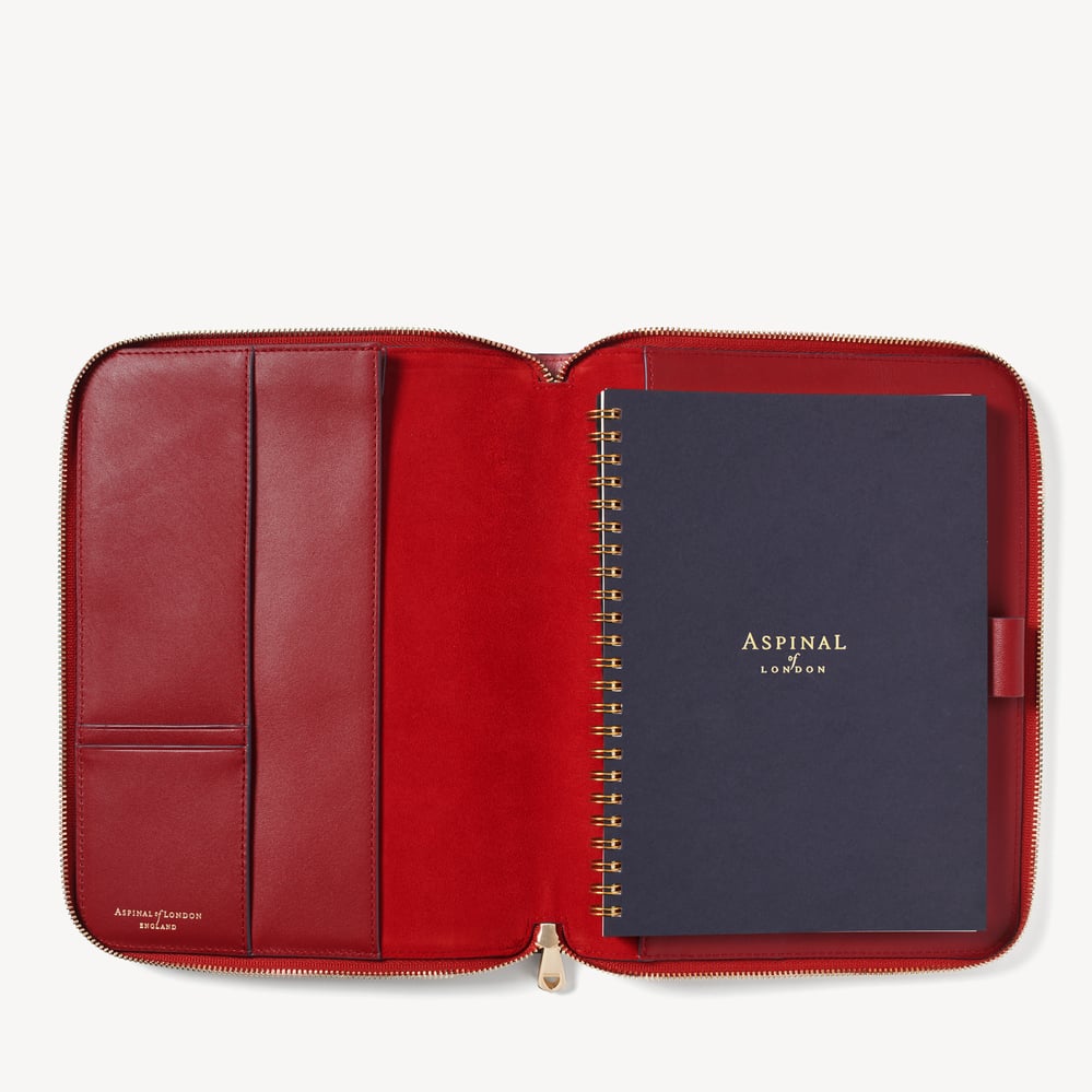 A5 Compact Organiser Padfolio Deep Shine Cherry Red Small Croc