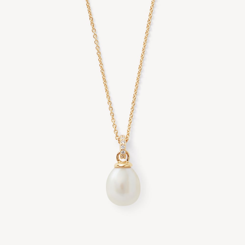 Diamond & Pearl Pendant Necklace 0.03ct Diamond