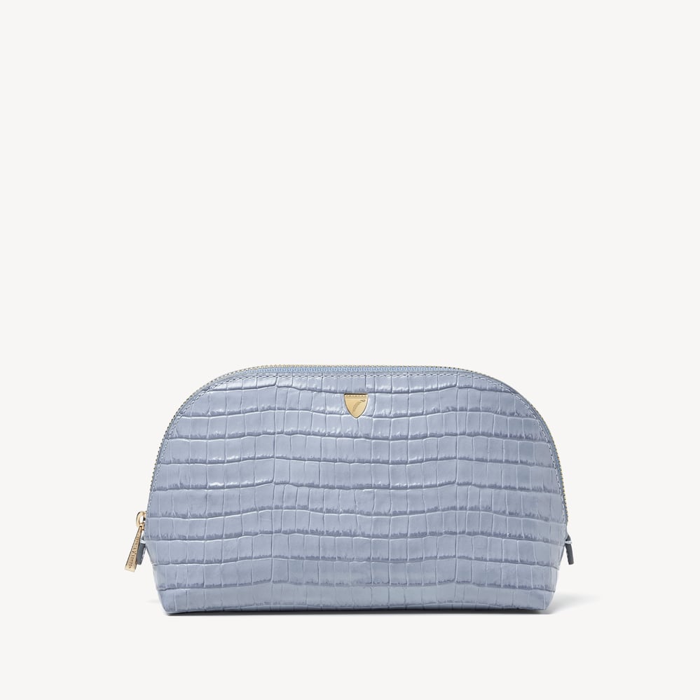 Classic Makeup Case Deep Shine Sky Blue Small Croc