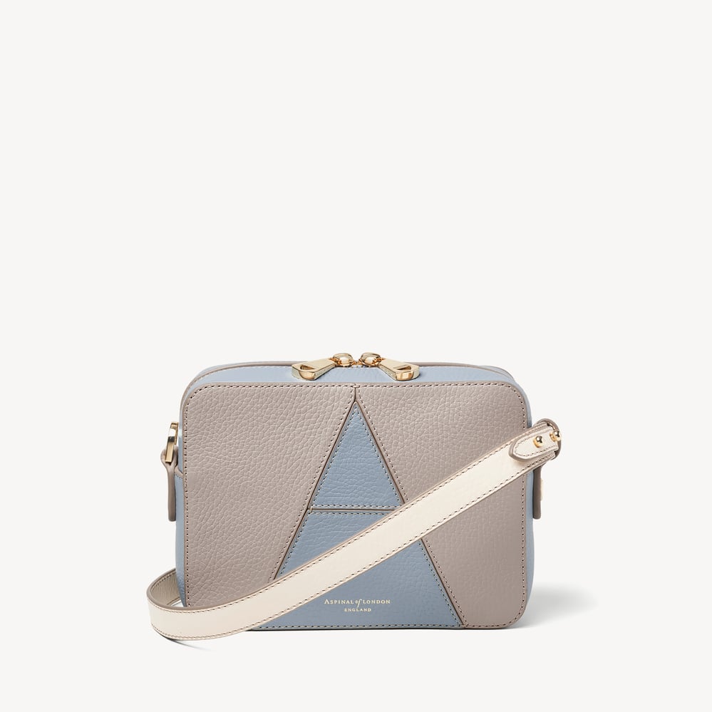Camera Crossbody Sky Blue, Grey & White Pebble