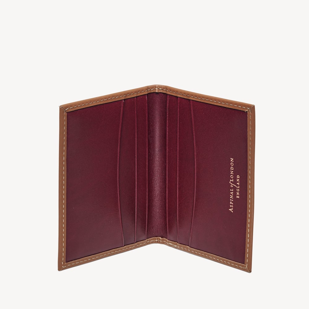 Double Fold Credit Card Holder Smooth Tan & Merlot