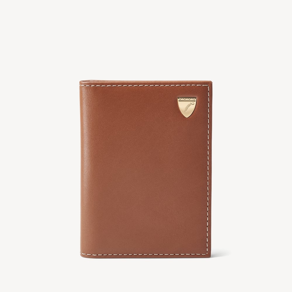 Double Fold Credit Card Holder Smooth Tan & Merlot