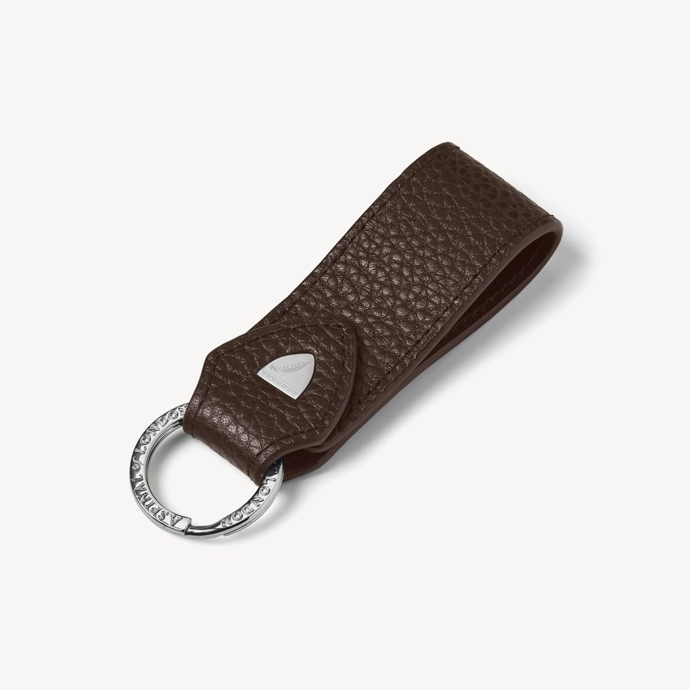 Small Leather Loop Keyring Chocolate Pebble