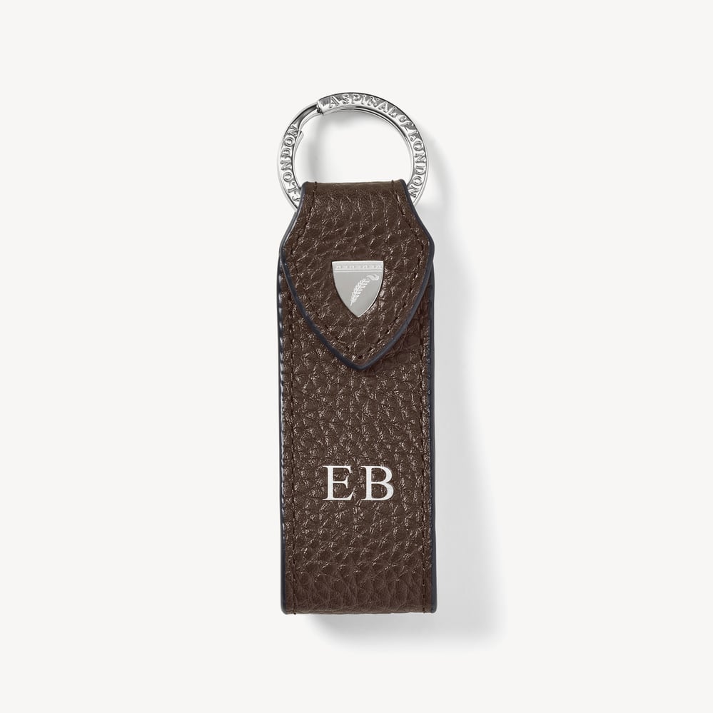 Small Leather Loop Keyring Chocolate Pebble