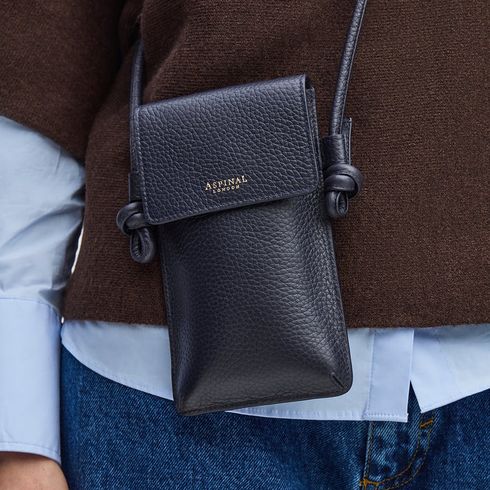 Ella Crossbody Phone Pouch Navy Pebble