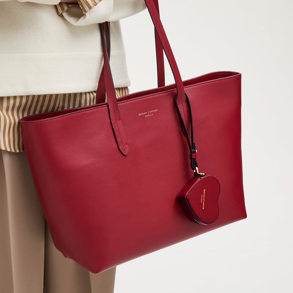 Heart Zipped Bag Charm Cherry Red Soft Saffiano