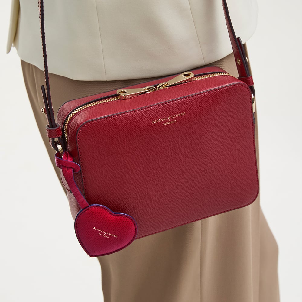 Puffy Heart Charm Cherry Red Soft Saffiano