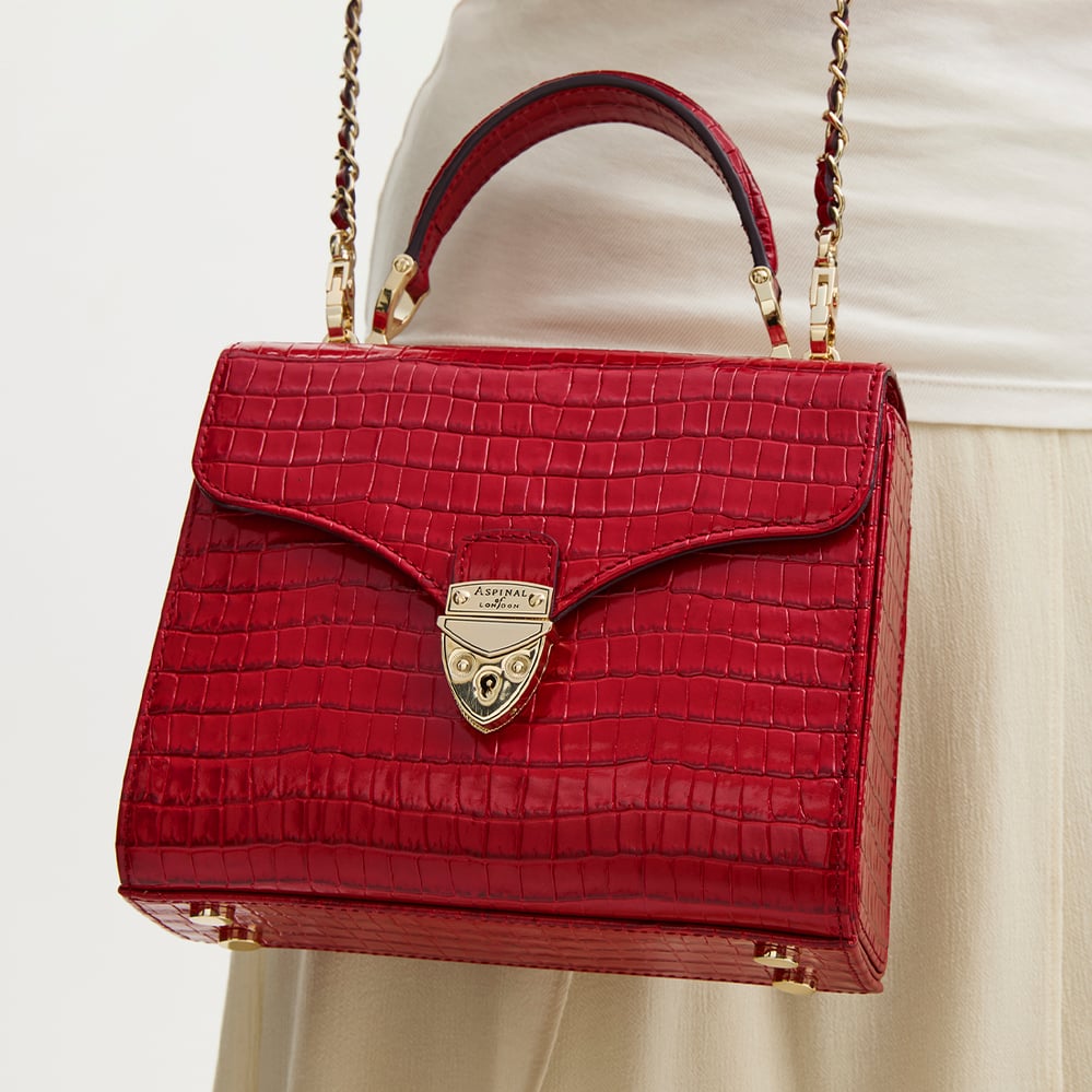 Midi Mayfair® Deep Shine Cherry Red Small Croc