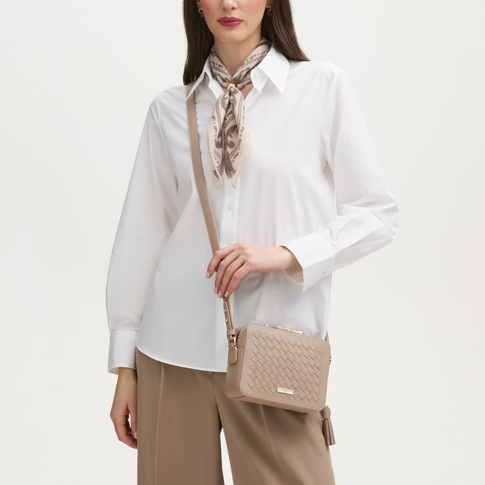 Camera Crossbody Moleskin Woven Leather