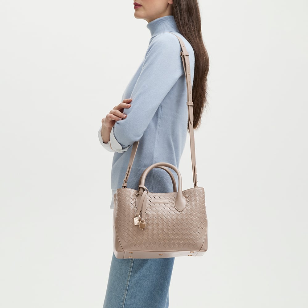Midi London Tote Moleskin Woven Leather