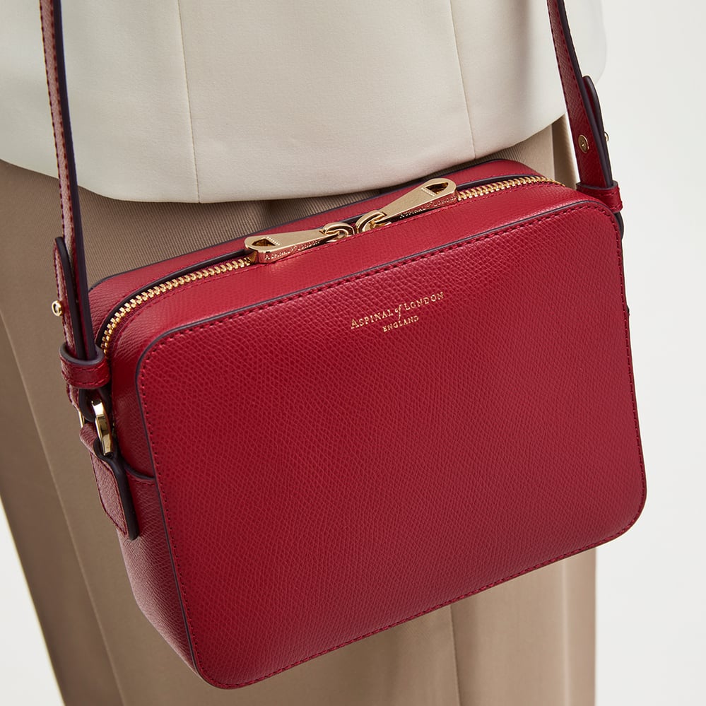 Camera Crossbody Cherry Red Soft Saffiano
