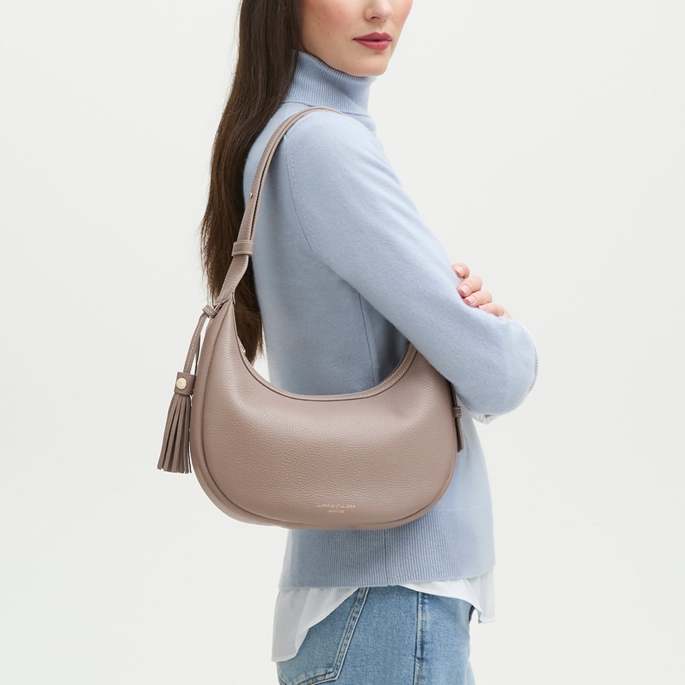 Soho Small Crescent Moleskin Milled Pebble