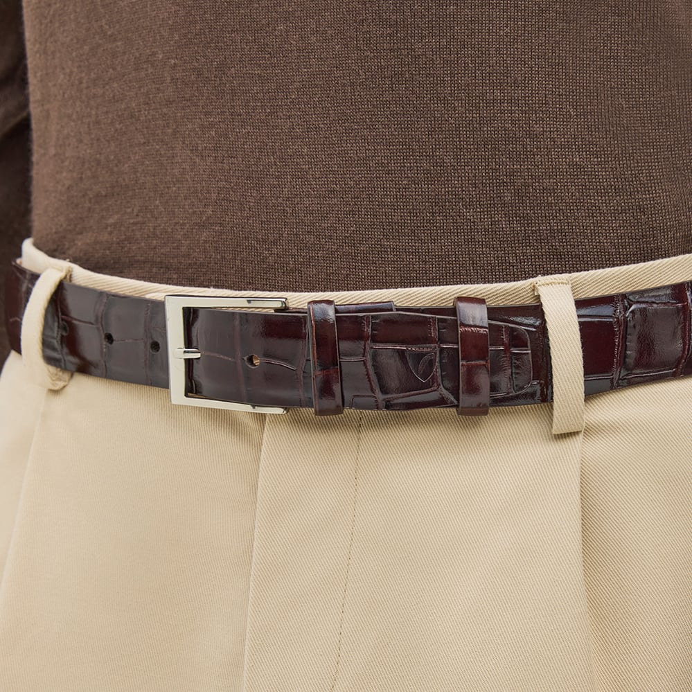 Classic Men's Belt Deep Shine Amazon Brown Croc