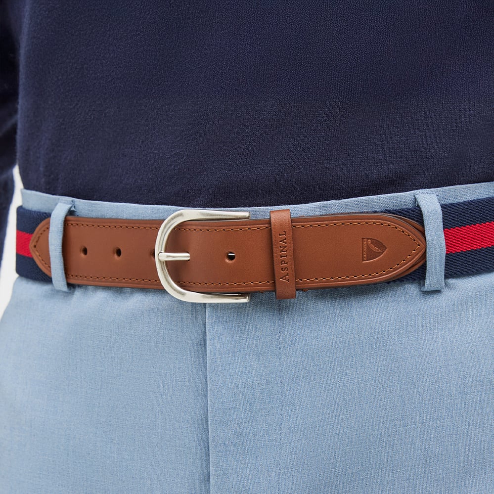 Webbing Belt Navy & Red Stripes