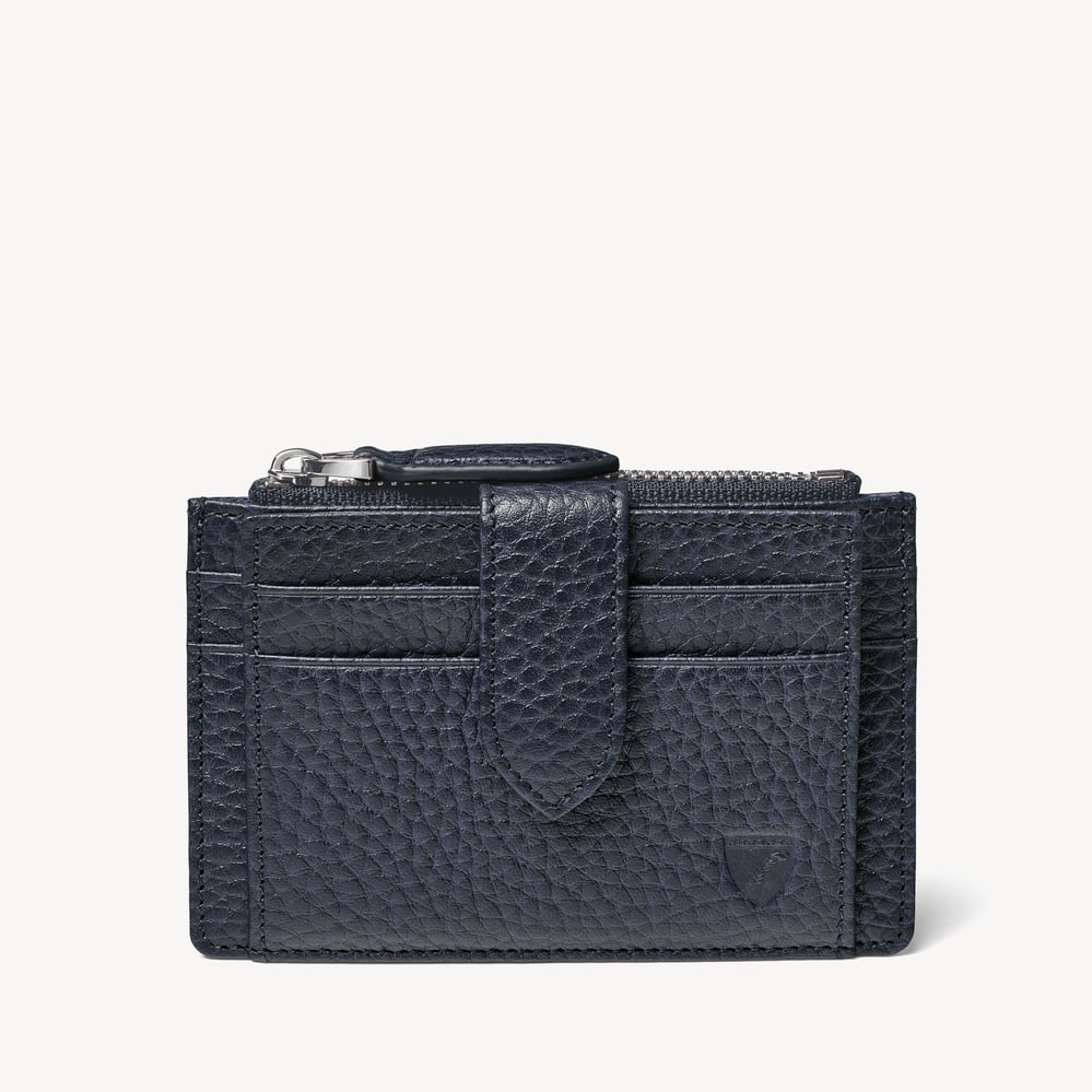 Zipped RFID Card Holder Navy Pebble