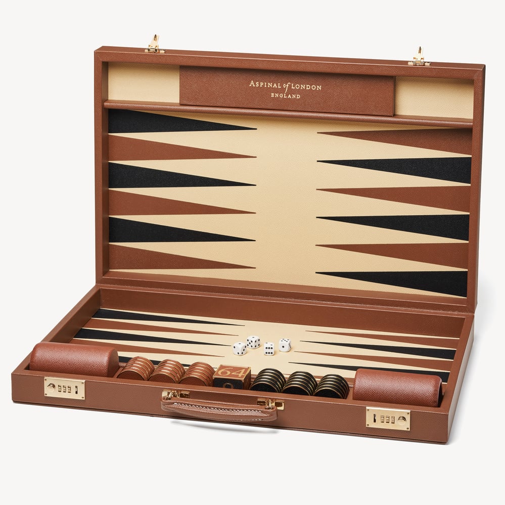 24-inch Grand Backgammon Set Espresso & Ebony Pebble