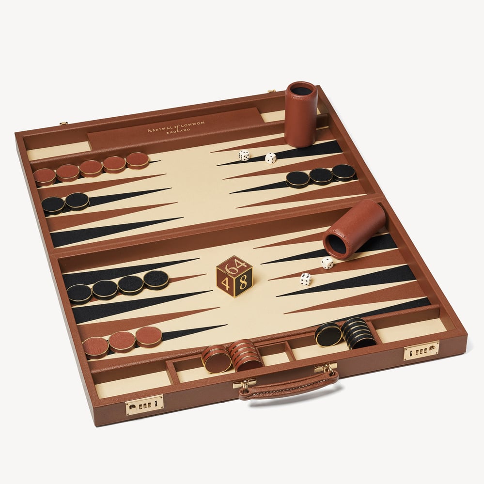 24-inch Grand Backgammon Set Espresso & Ebony Pebble