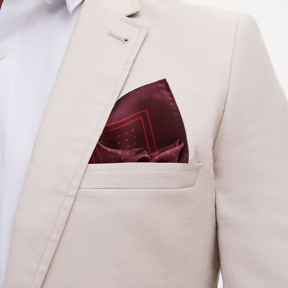 Pure Silk Pocket Square Cherry Red Polka Dots