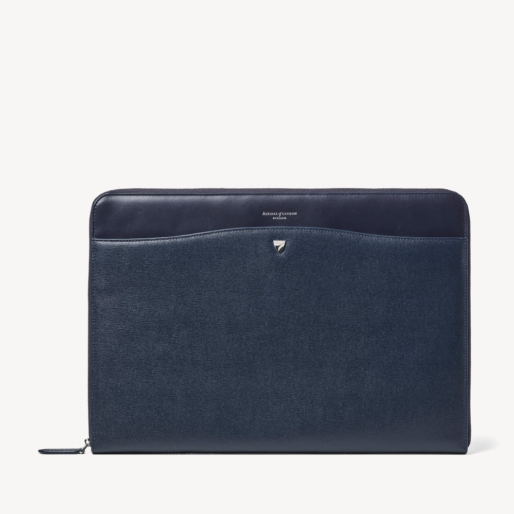 16" City Laptop Leather Folio Case  Navy Saffiano